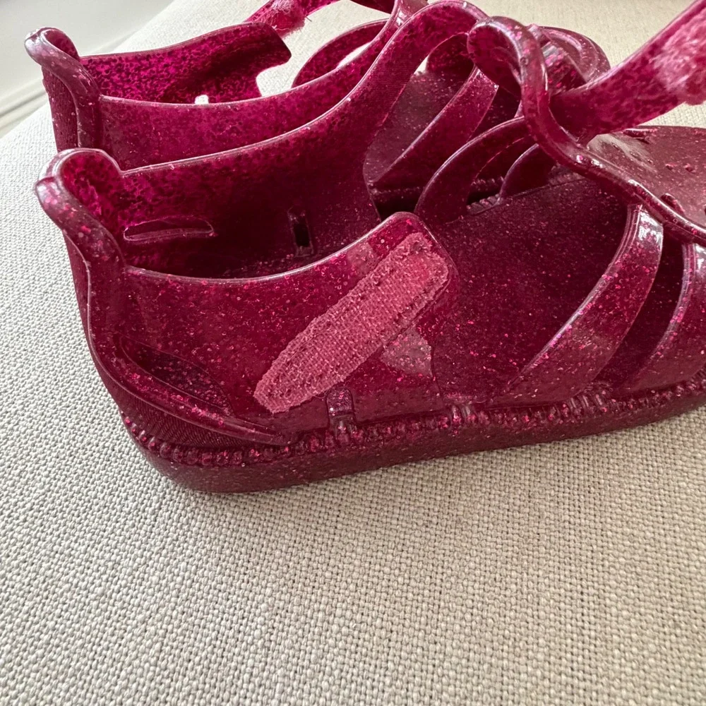Mini Melissa Hip Daydream Fuchsia Pink Glitter Jelly Fisherman Sandals Size 11